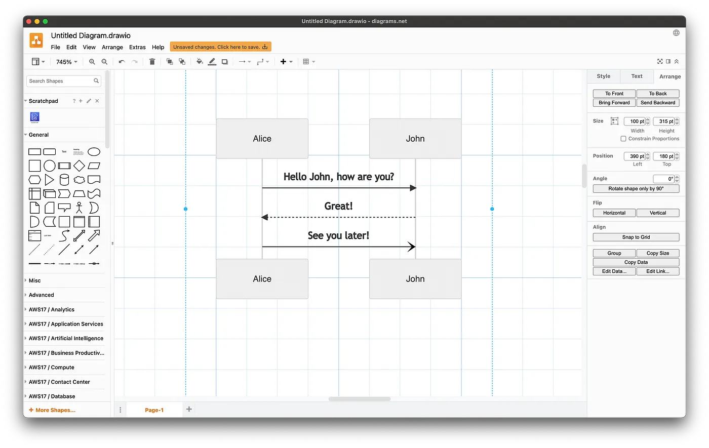 Draw.io Mermaid Sequence Diagram Example
