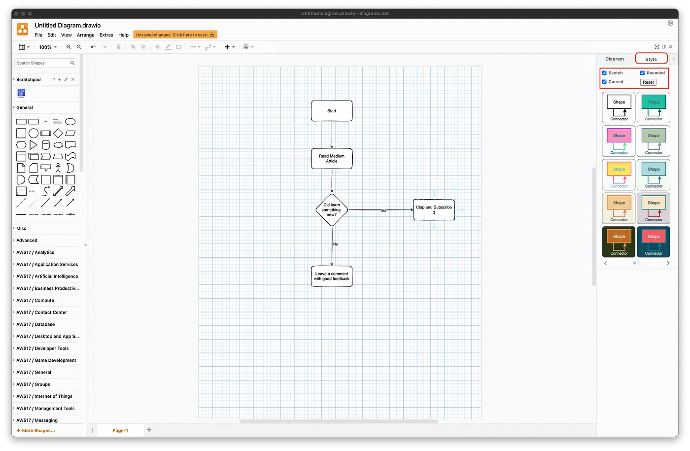 Draw.io Sketch Style